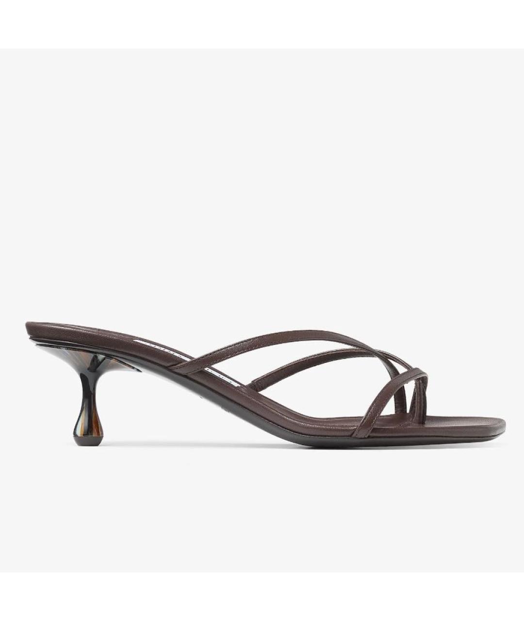 JIMMY CHOO Коричневые кожаные мюли, фото 7