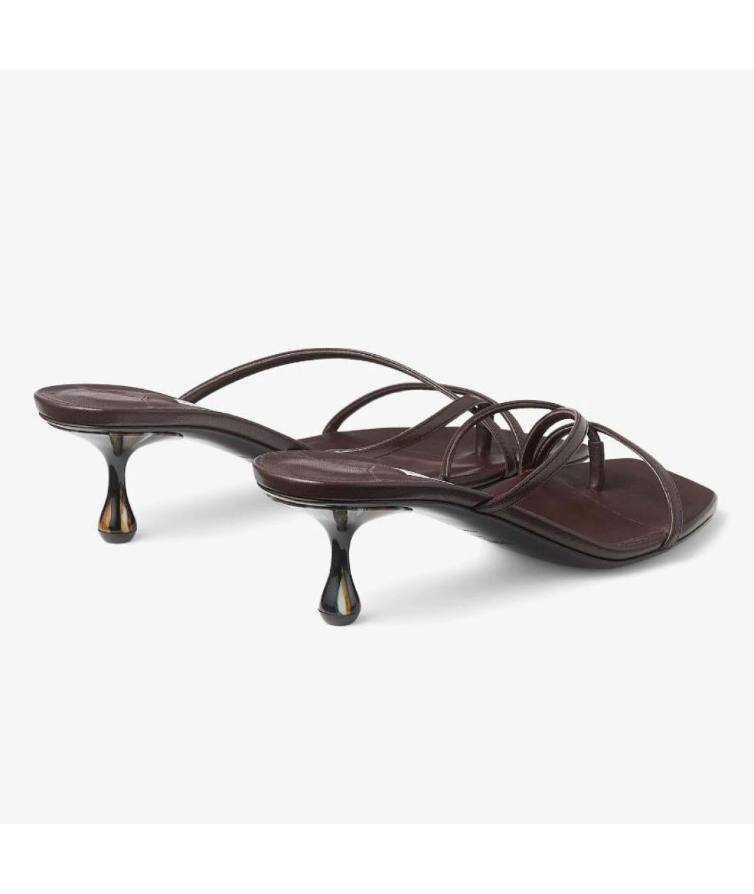 JIMMY CHOO Коричневые кожаные мюли, фото 6
