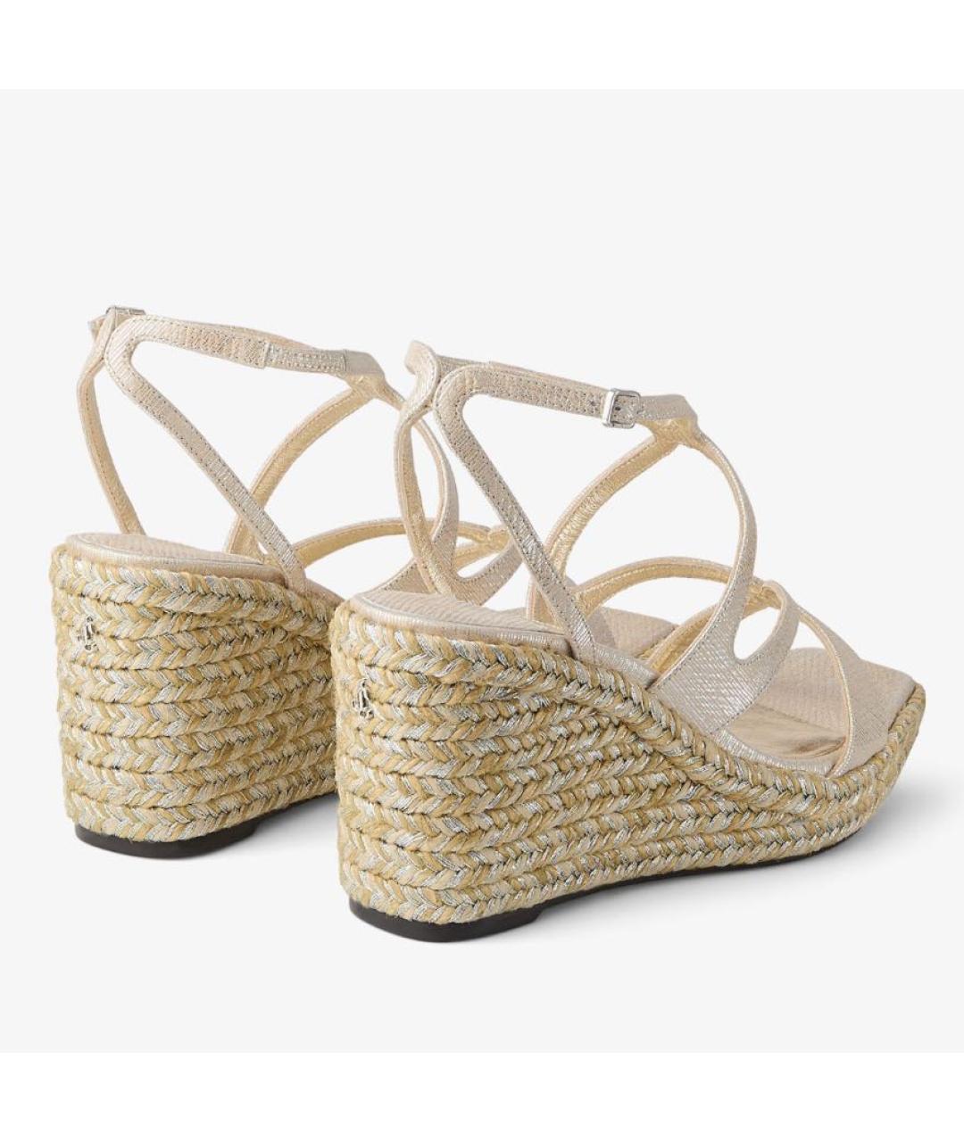 JIMMY CHOO Золотые кожаные босоножки, фото 4