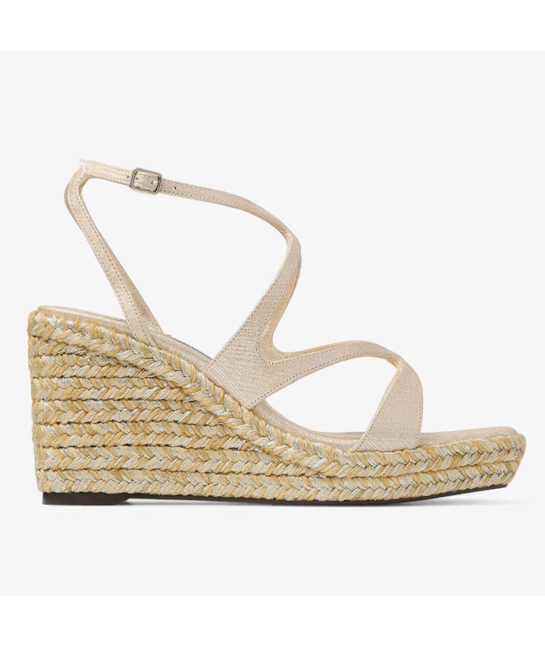 JIMMY CHOO Золотые кожаные босоножки, фото 5