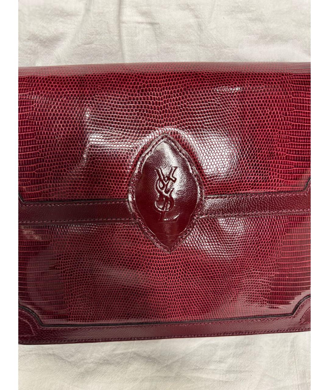 SAINT LAURENT Бордовая кожаная сумка через плечо, фото 2