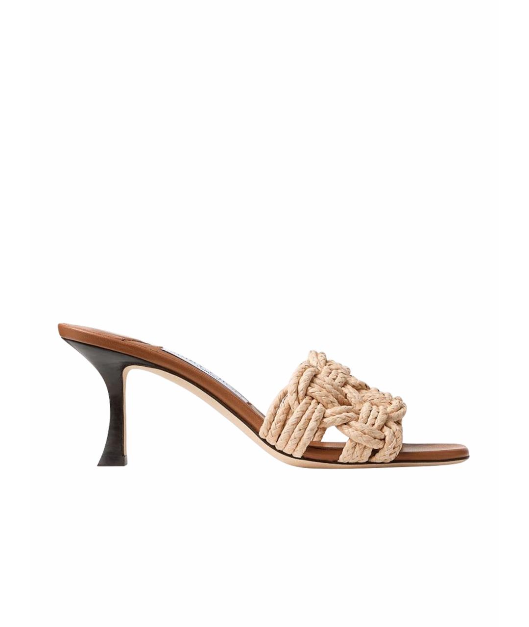 JIMMY CHOO Коричневые кожаные мюли, фото 1