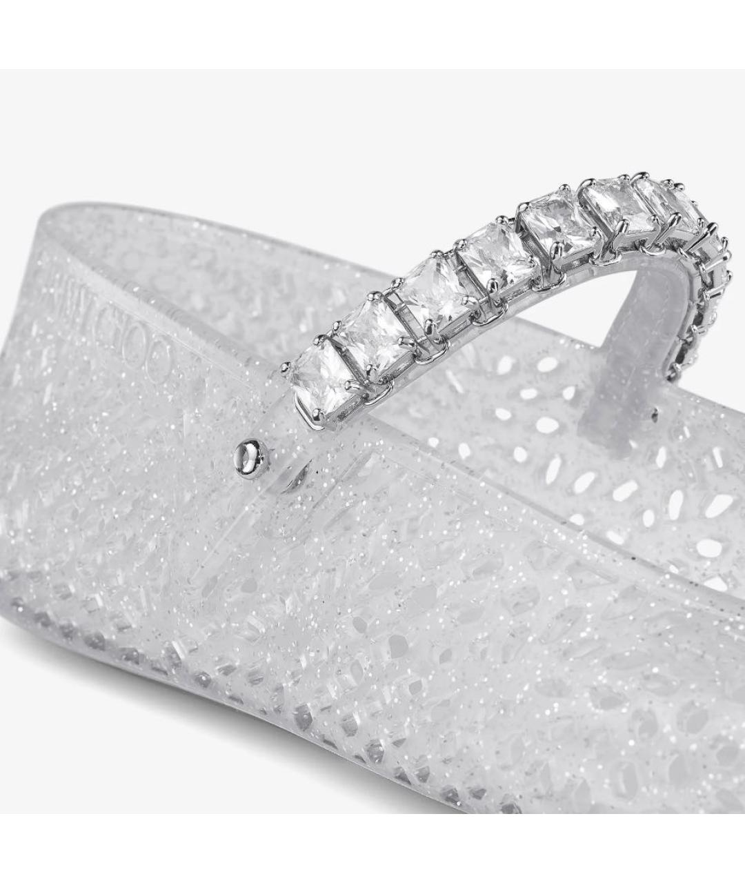 JIMMY CHOO Серебряные резиновые балетки, фото 4