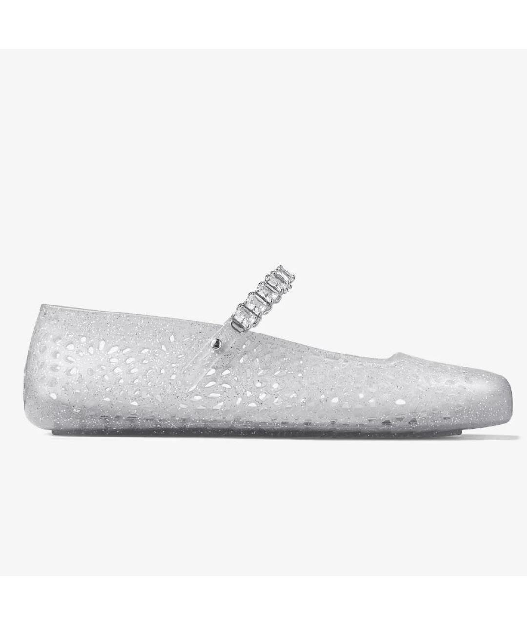JIMMY CHOO Серебряные резиновые балетки, фото 7