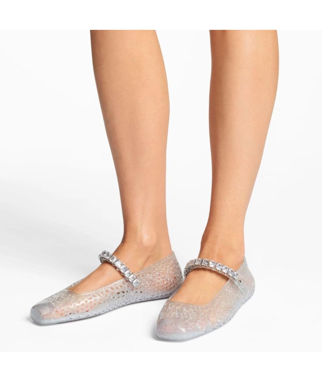 JIMMY CHOO Серебряные резиновые балетки, фото 2