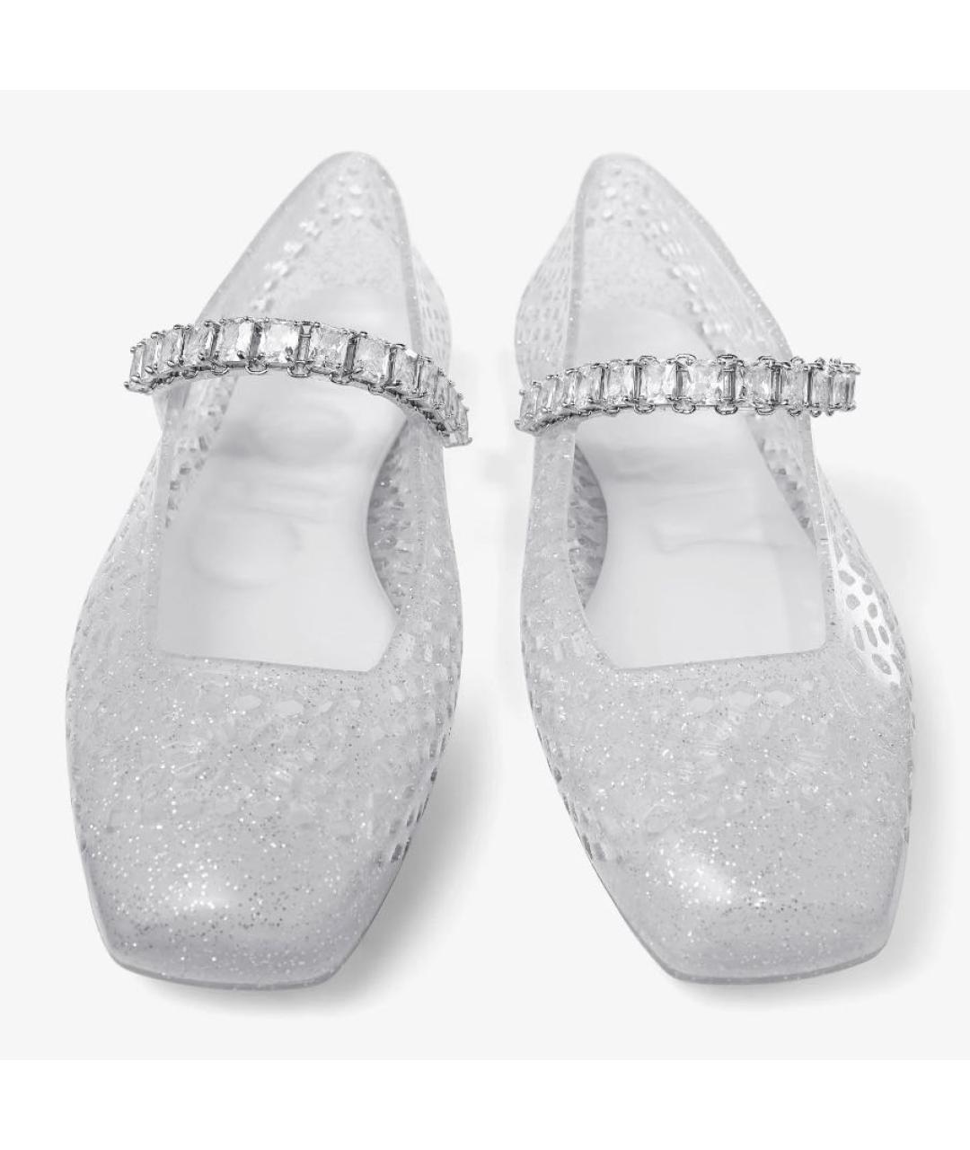JIMMY CHOO Серебряные резиновые балетки, фото 5