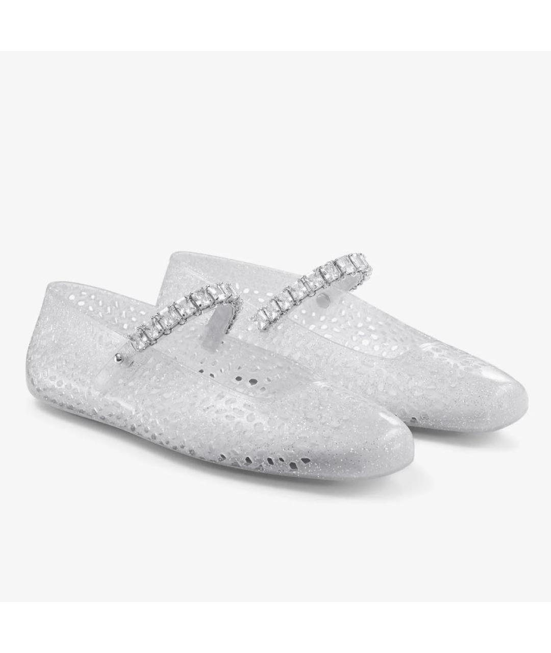 JIMMY CHOO Серебряные резиновые балетки, фото 3
