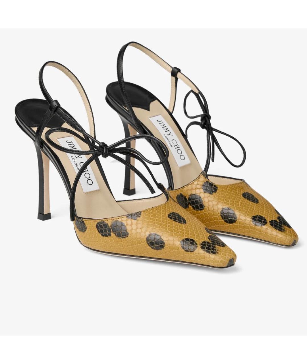 JIMMY CHOO Горчичные кожаные босоножки, фото 2