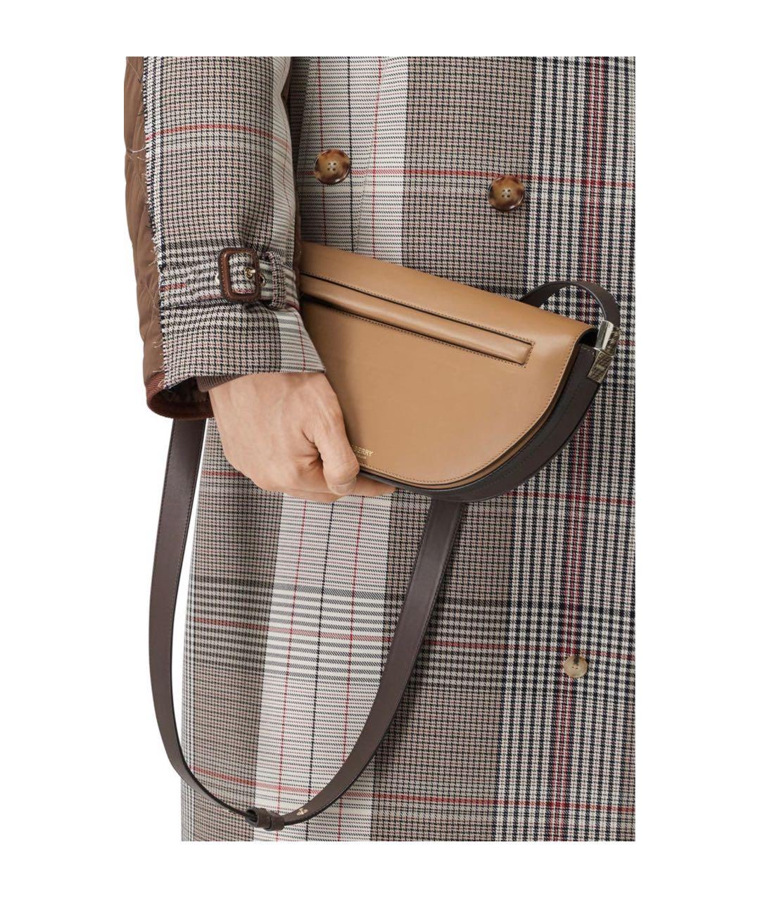 BURBERRY Горчичная кожаная сумка через плечо, фото 8