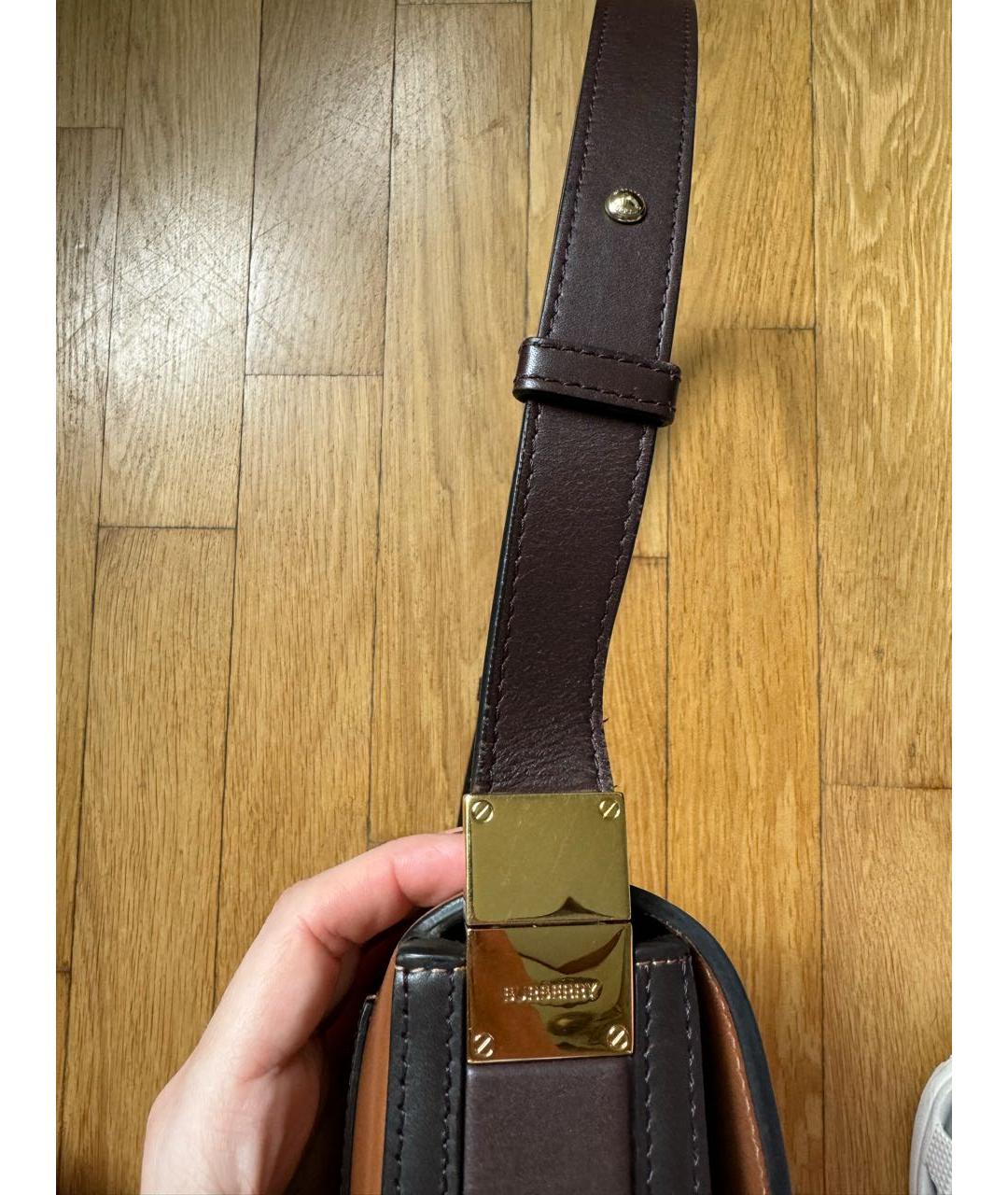 BURBERRY Горчичная кожаная сумка через плечо, фото 5