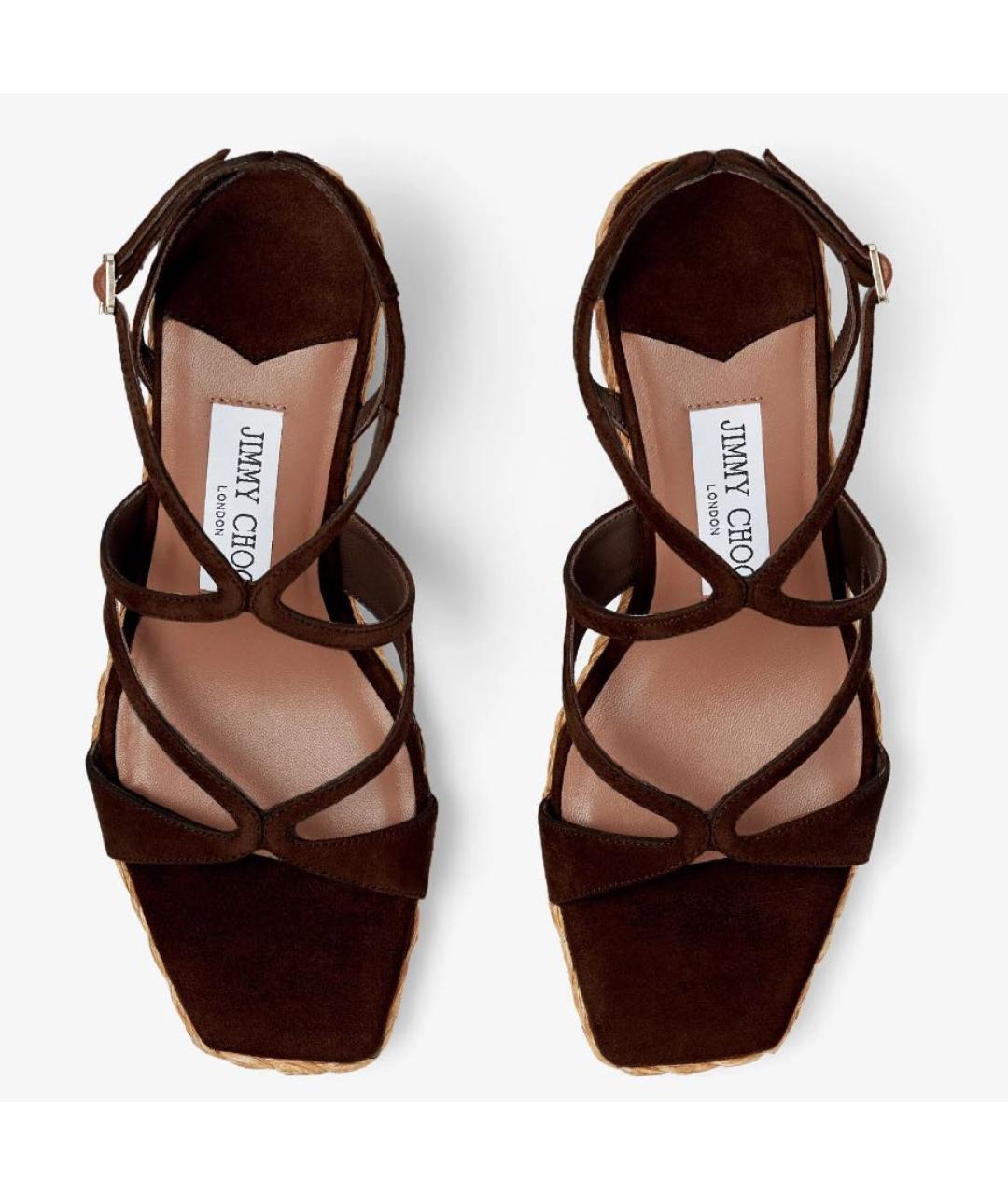 JIMMY CHOO Коричневые замшевые босоножки, фото 5