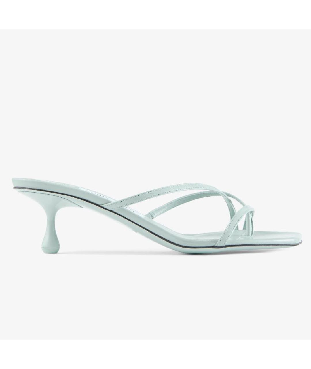 JIMMY CHOO Голубые кожаные мюли, фото 7