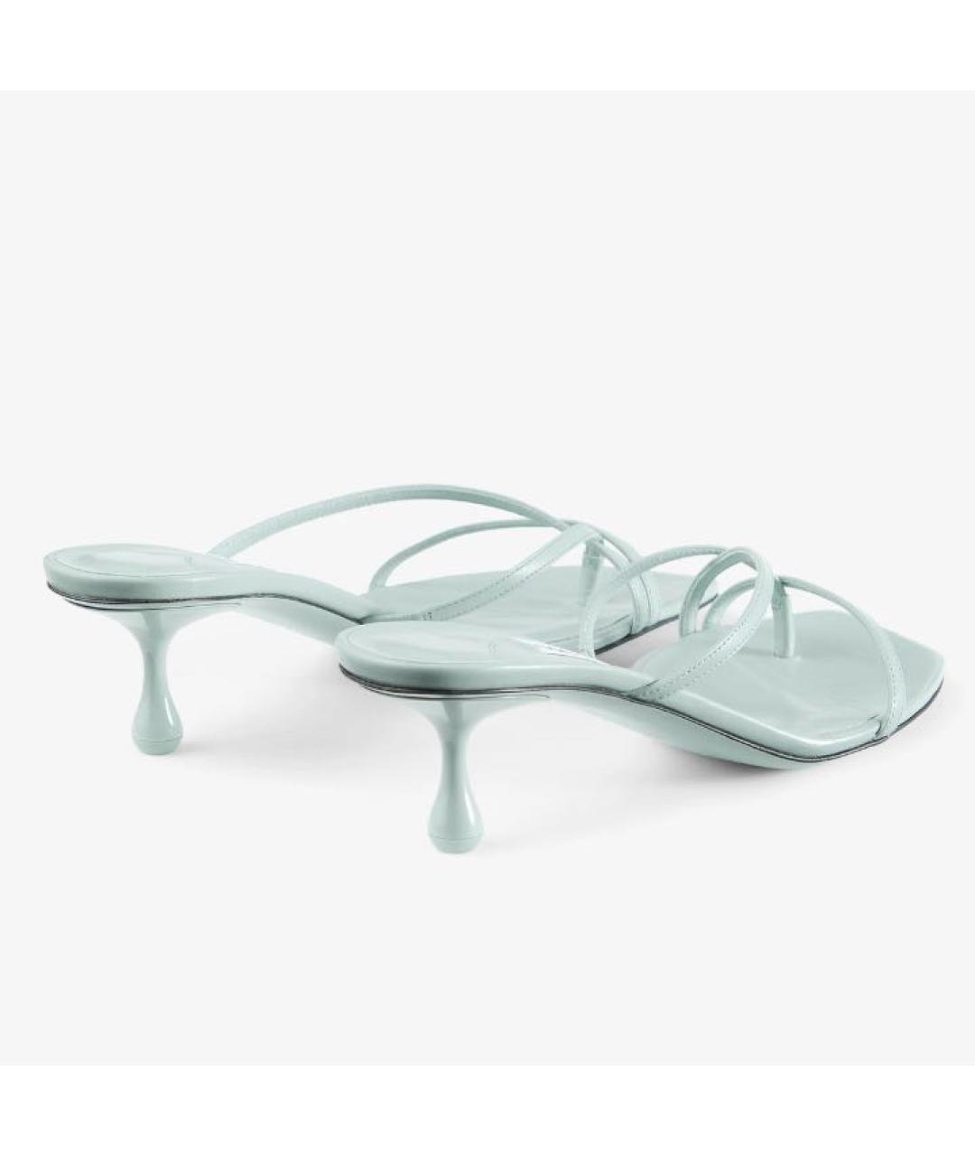 JIMMY CHOO Голубые кожаные мюли, фото 6
