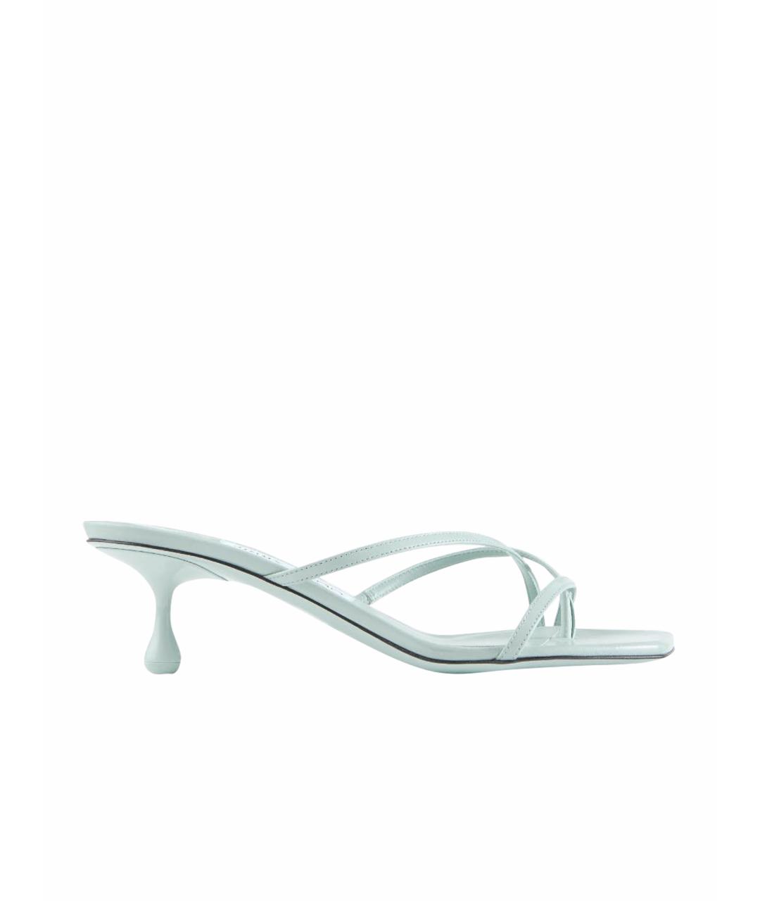 JIMMY CHOO Голубые кожаные мюли, фото 1
