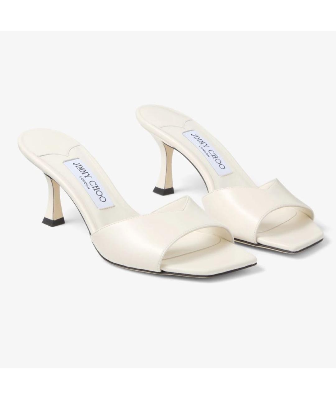 JIMMY CHOO Белые кожаные мюли, фото 2