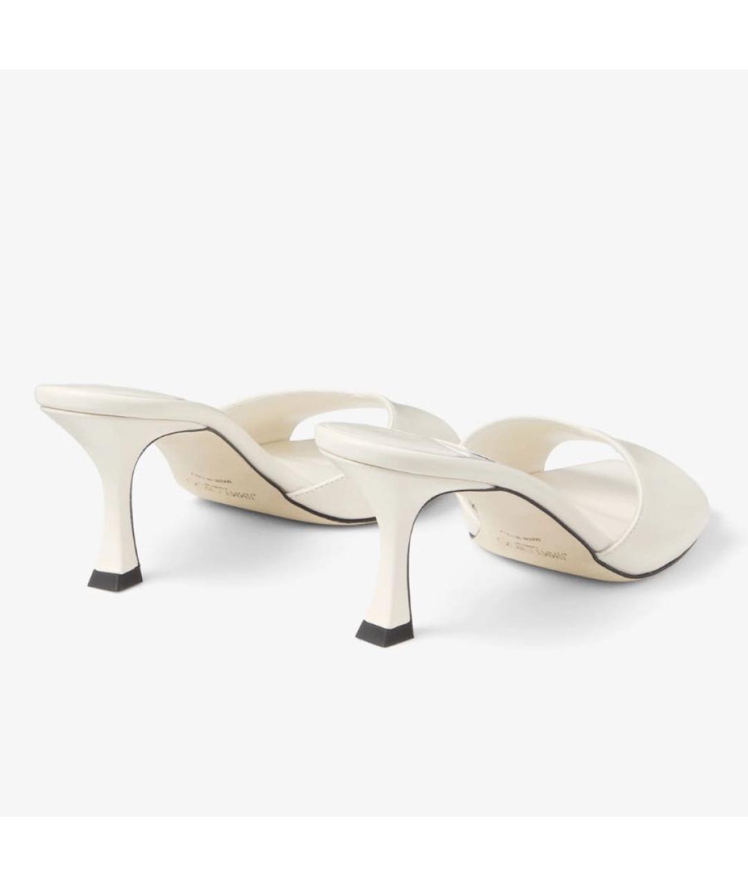 JIMMY CHOO Белые кожаные мюли, фото 4