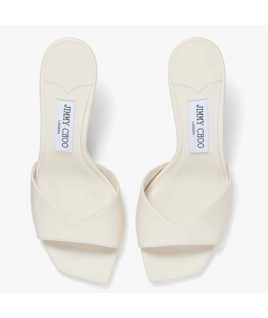JIMMY CHOO Белые кожаные мюли, фото 3