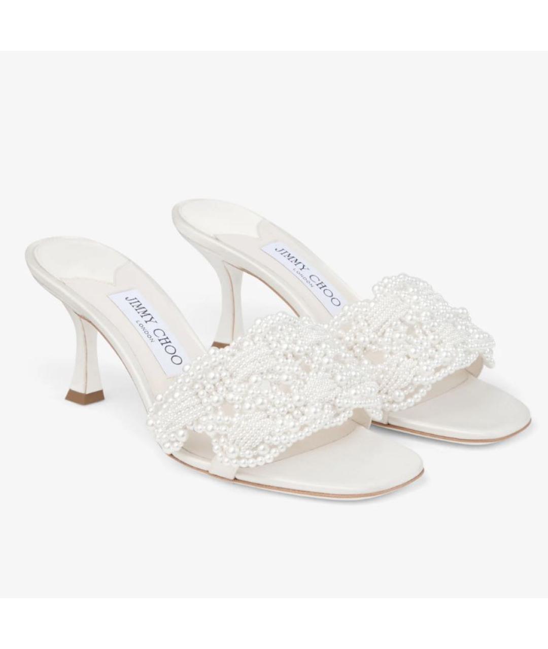 JIMMY CHOO Белые текстильные мюли, фото 2