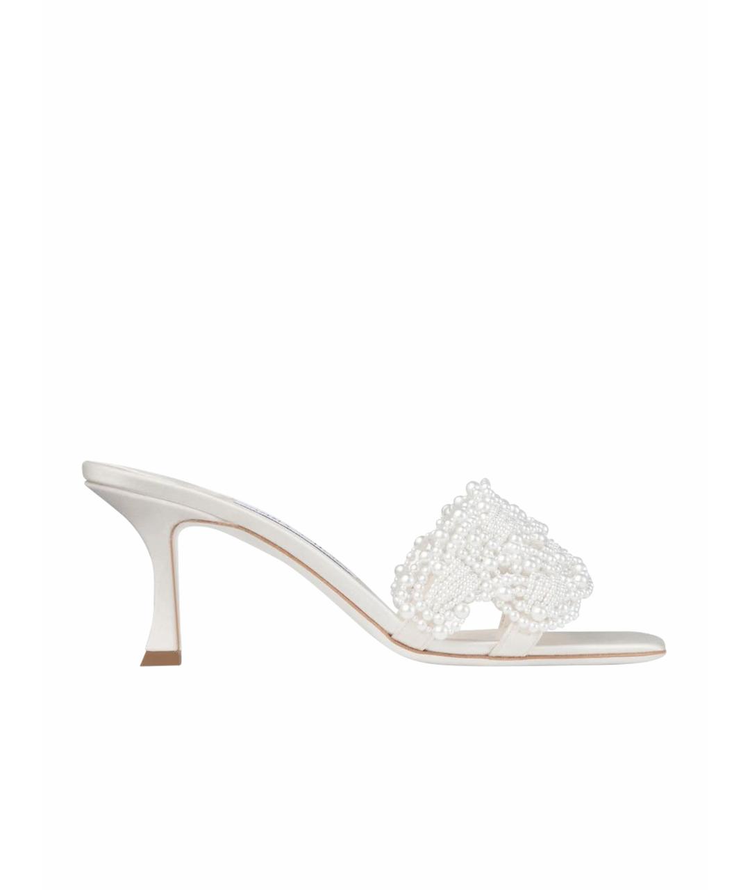 JIMMY CHOO Белые текстильные мюли, фото 1
