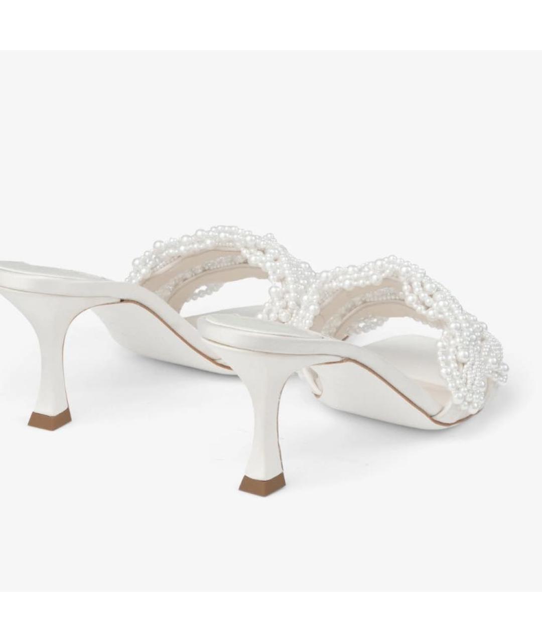 JIMMY CHOO Белые текстильные мюли, фото 5