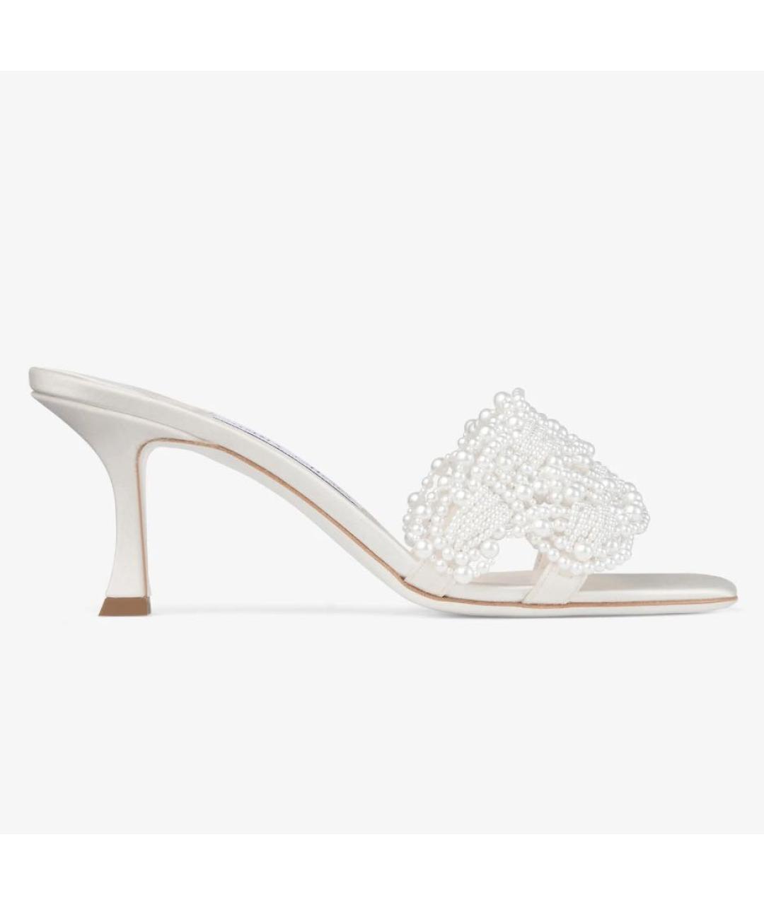 JIMMY CHOO Белые текстильные мюли, фото 6