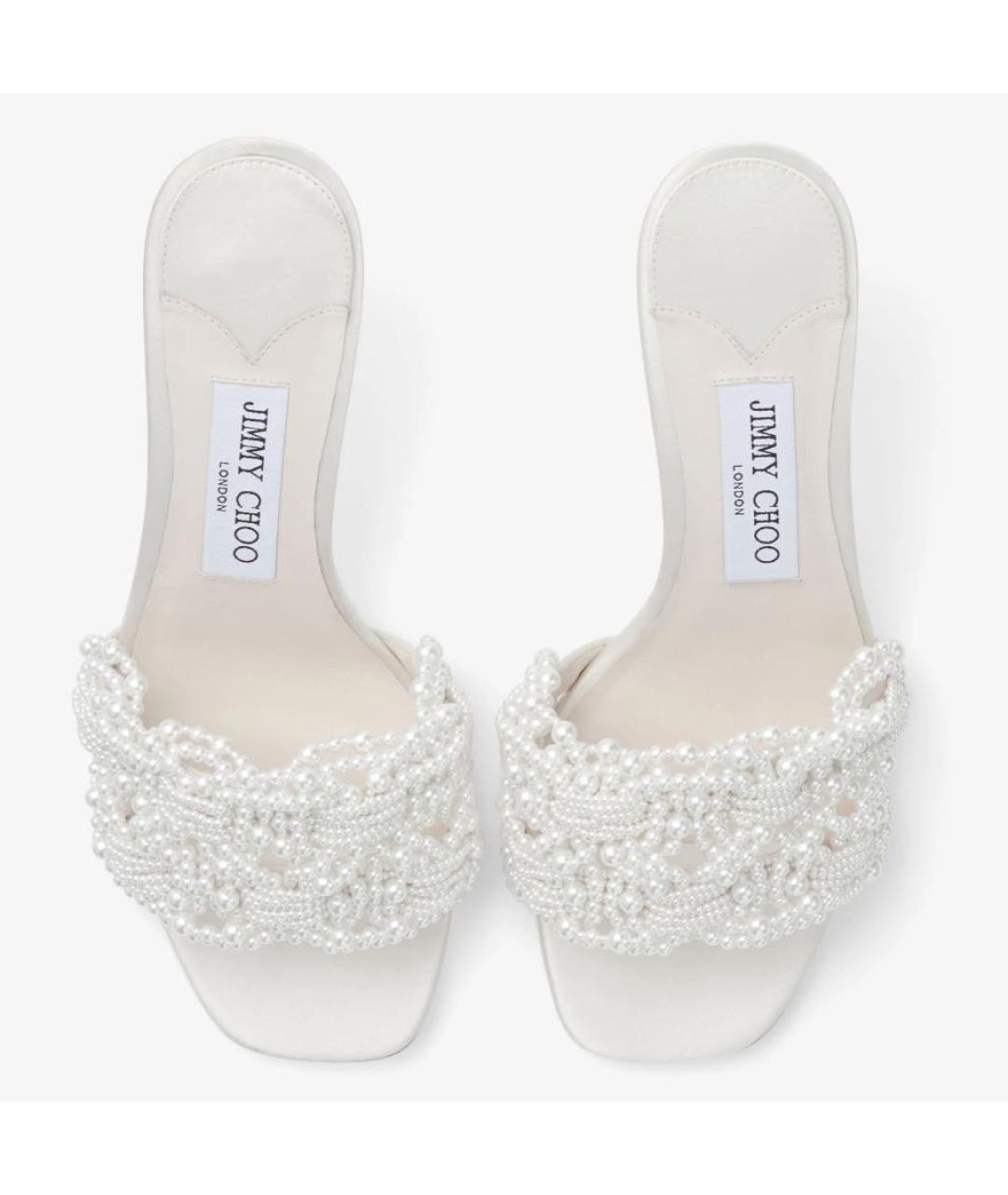 JIMMY CHOO Белые текстильные мюли, фото 4