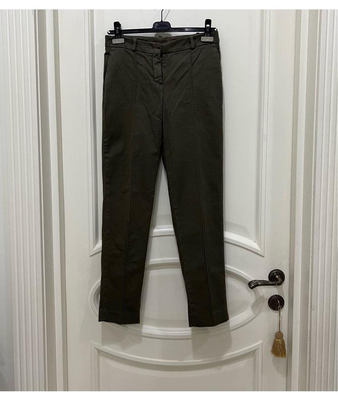 LORO PIANA Хаки хлопко-эластановые брюки узкие, фото 5