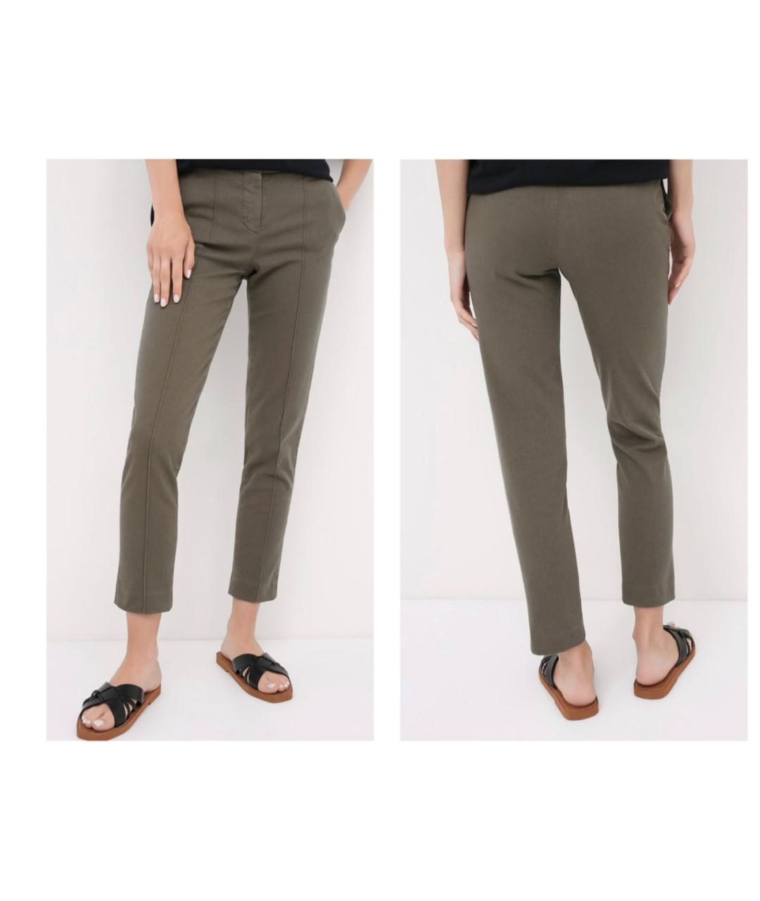 LORO PIANA Хаки хлопко-эластановые брюки узкие, фото 4