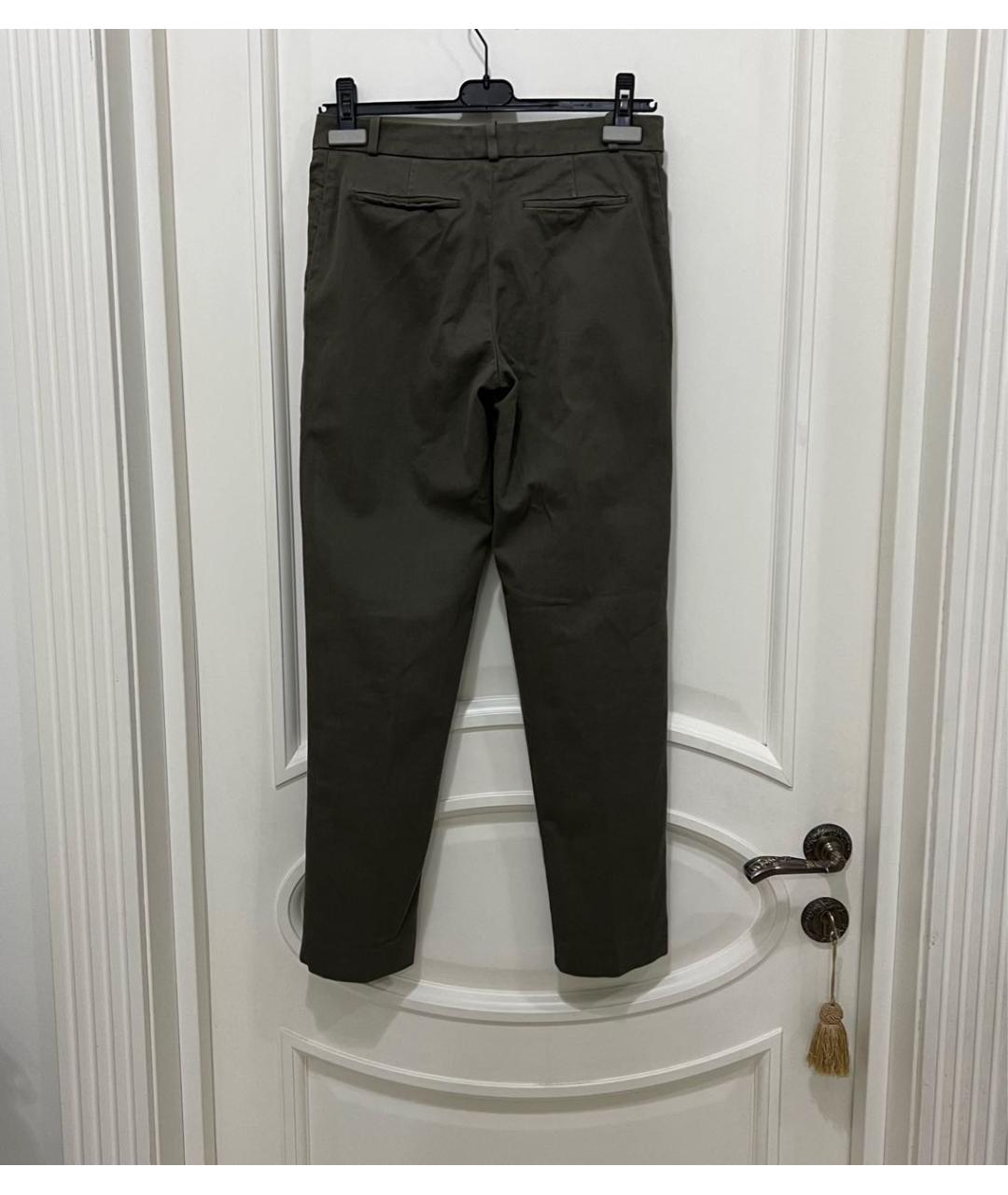 LORO PIANA Хаки хлопко-эластановые брюки узкие, фото 6