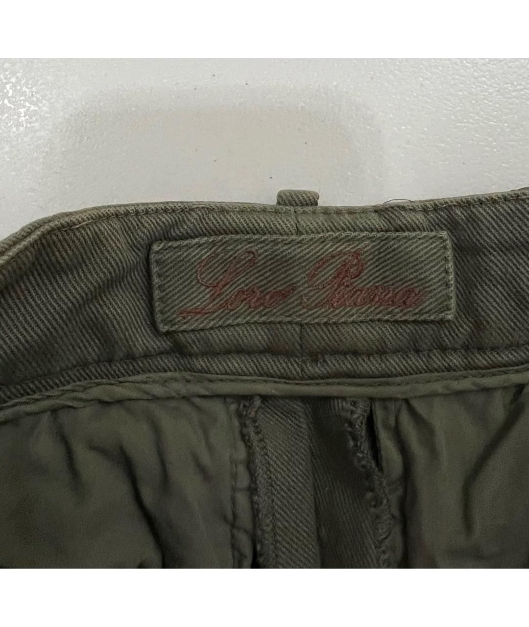LORO PIANA Хаки хлопко-эластановые брюки узкие, фото 7