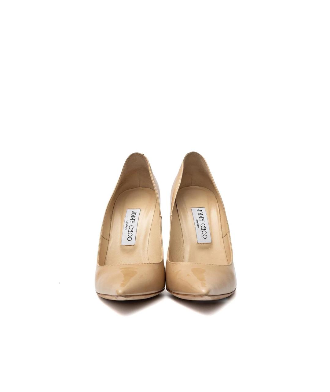 JIMMY CHOO Бежевые туфли из лакированной кожи, фото 4