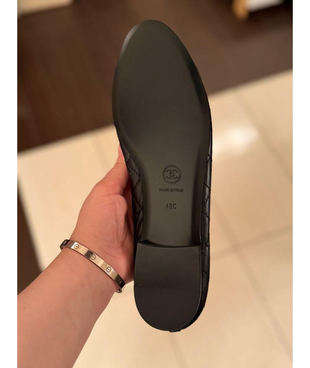 CHANEL Черные кожаные балетки, фото 4