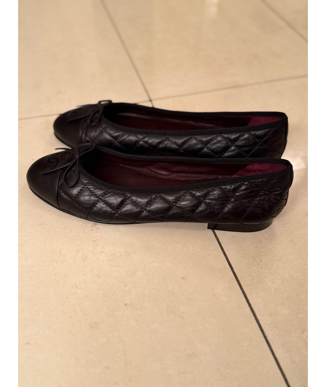 CHANEL Черные кожаные балетки, фото 5