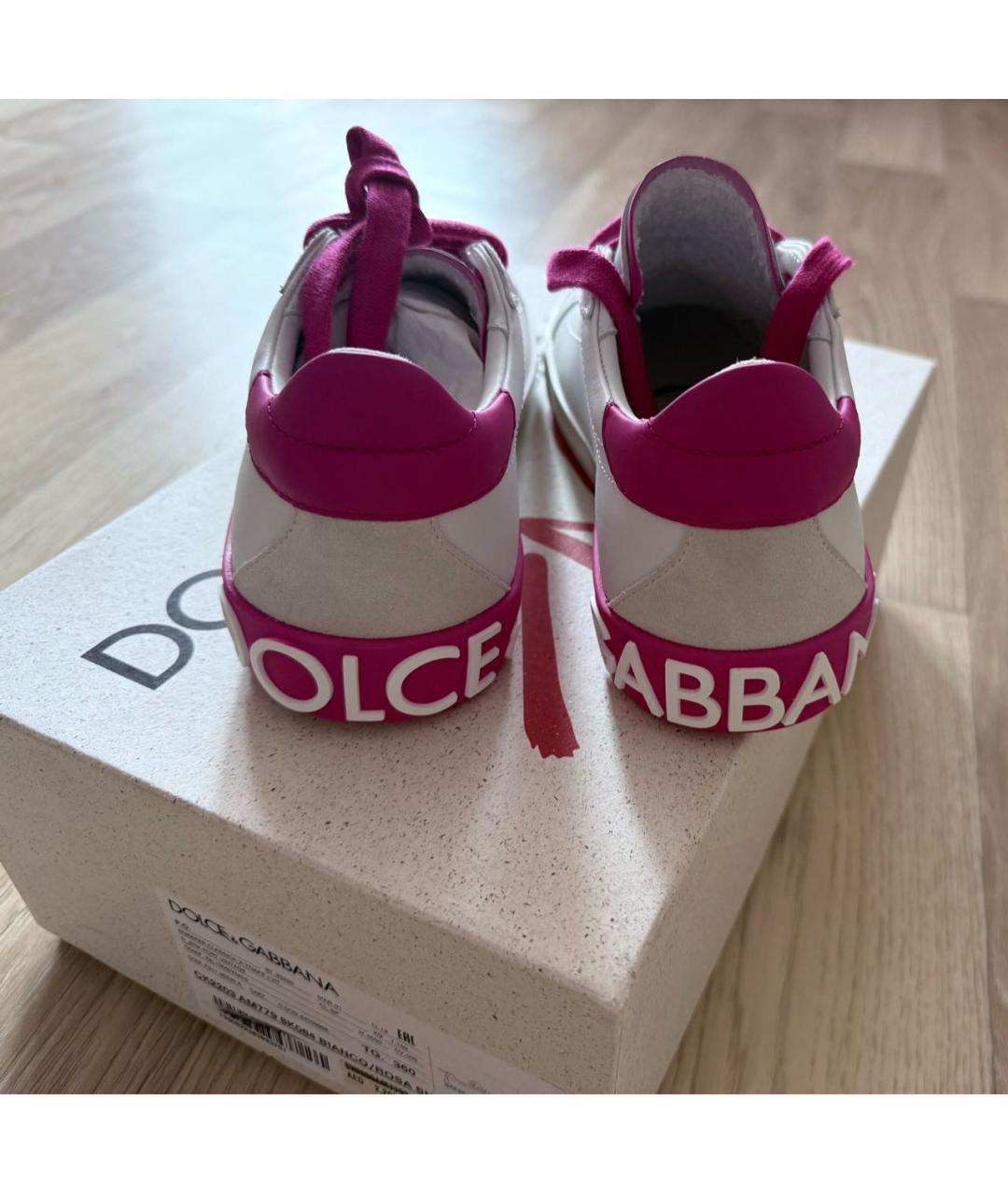 DOLCE&GABBANA Белые кожаные кеды, фото 3