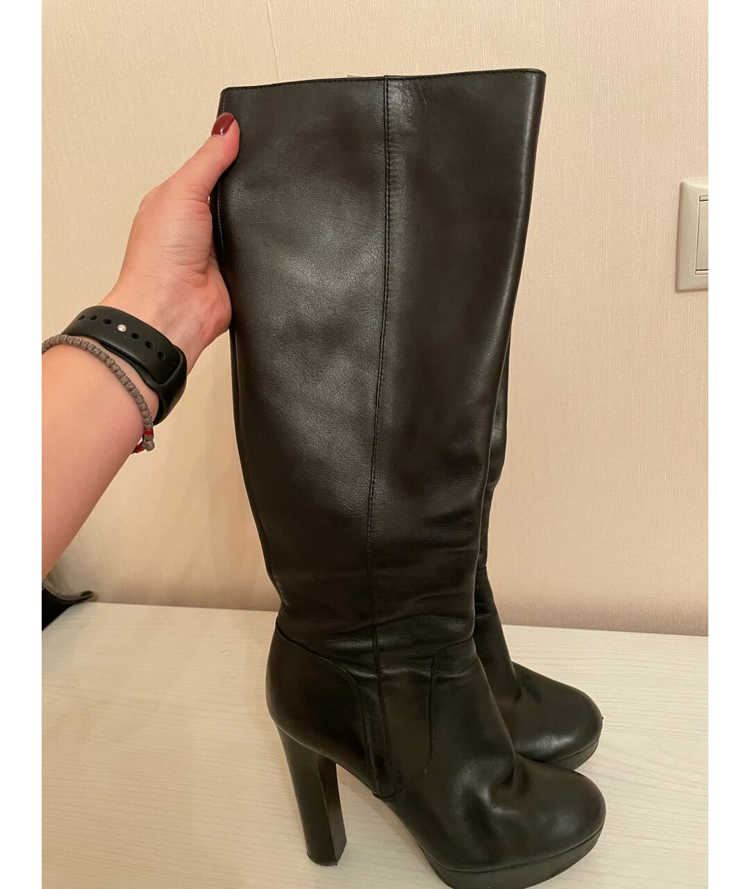 MICHAEL KORS Черные кожаные сапоги, фото 5