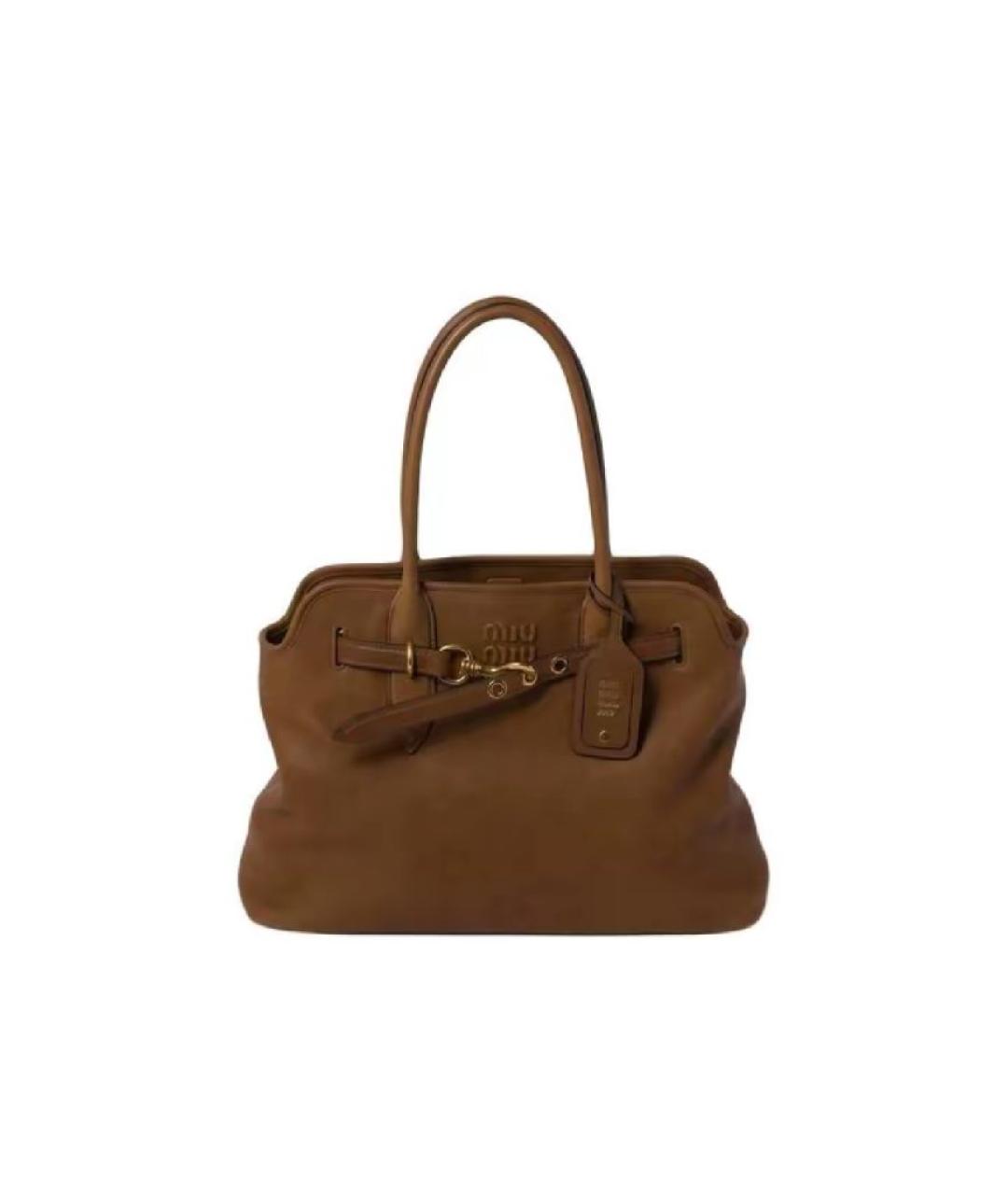 MIU MIU Коричневая кожаная сумка с короткими ручками, фото 1