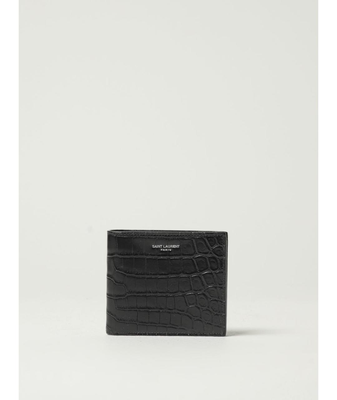 SAINT LAURENT Черный кожаный кошелек, фото 4