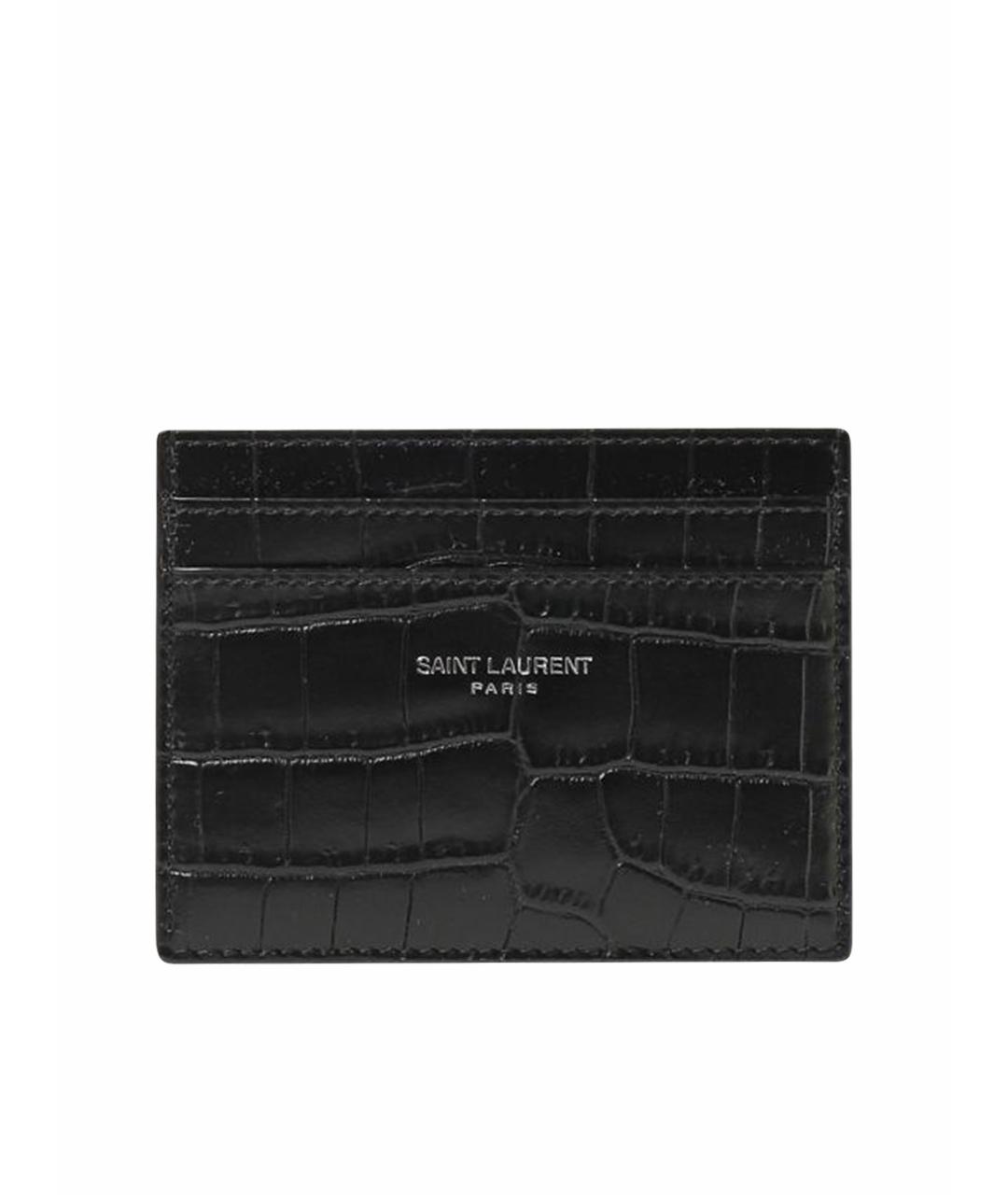 SAINT LAURENT Черный кожаный кардхолдер, фото 1
