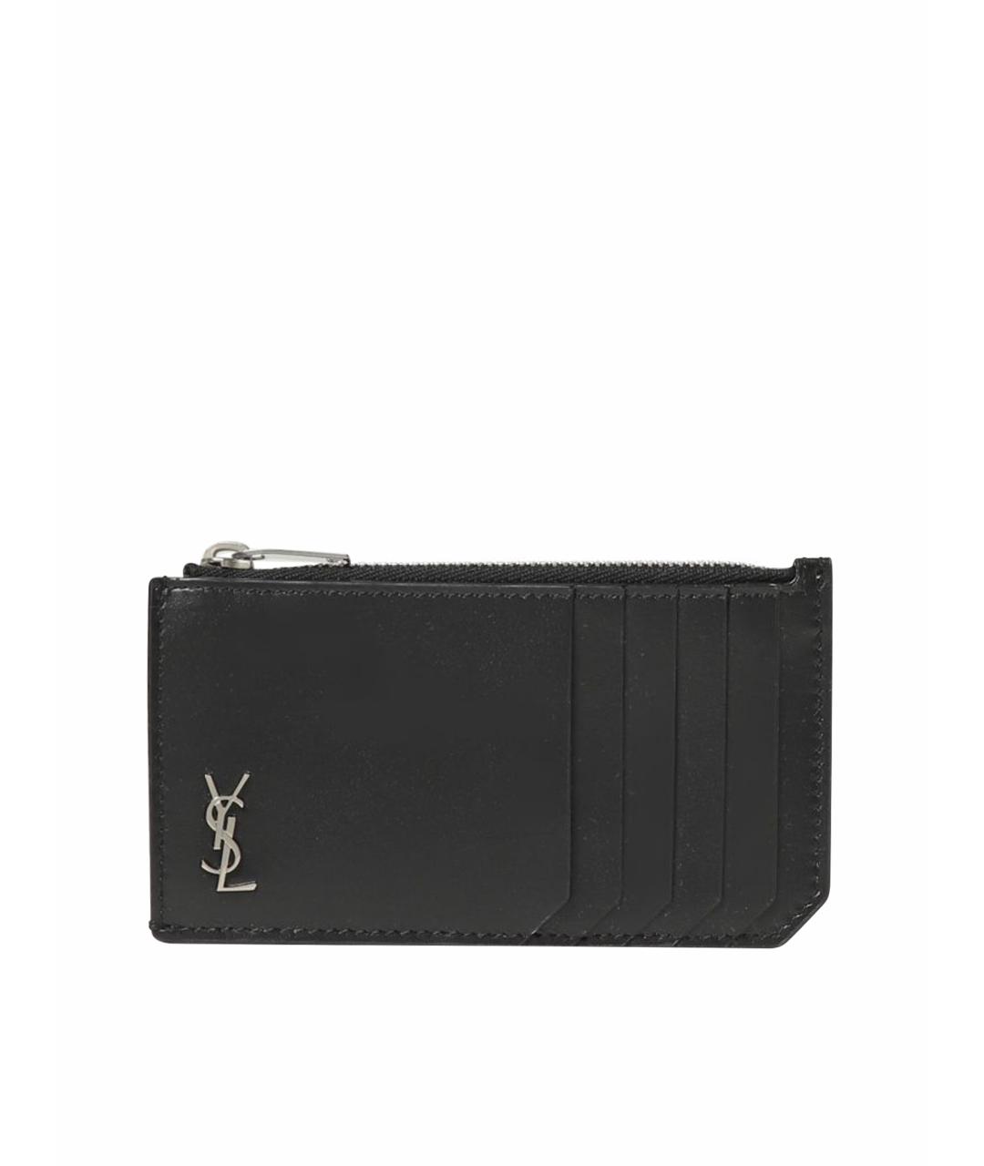 SAINT LAURENT Черный кожаный кардхолдер, фото 1