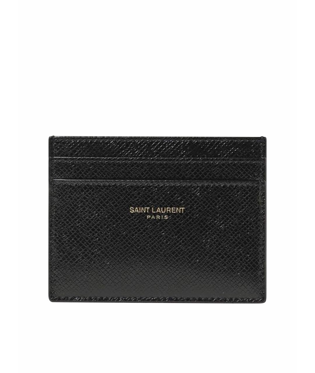 SAINT LAURENT Черный кожаный кардхолдер, фото 1