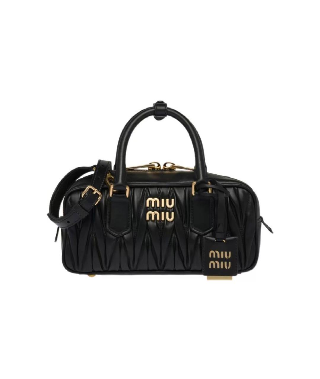 MIU MIU Черная кожаная сумка с короткими ручками, фото 1