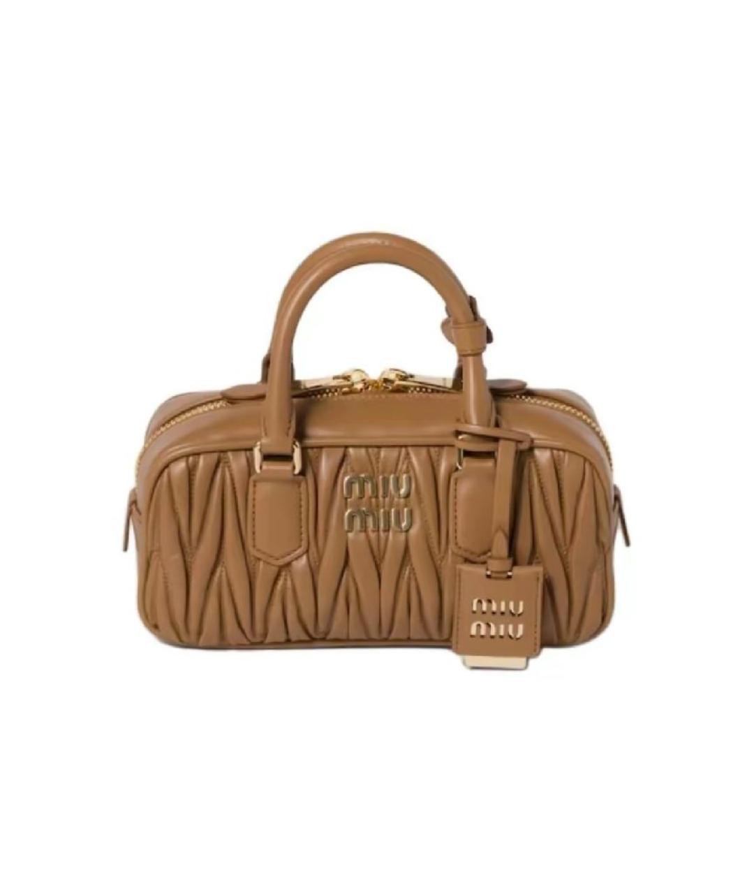 MIU MIU Коричневая кожаная сумка с короткими ручками, фото 2