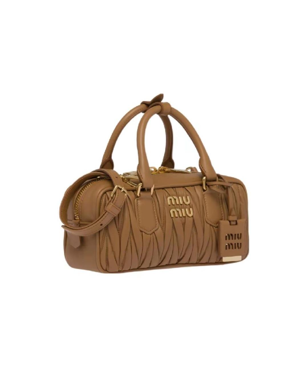 MIU MIU Коричневая кожаная сумка с короткими ручками, фото 3