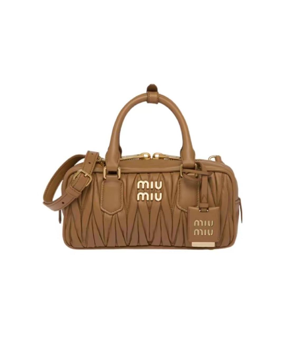MIU MIU Коричневая кожаная сумка с короткими ручками, фото 1