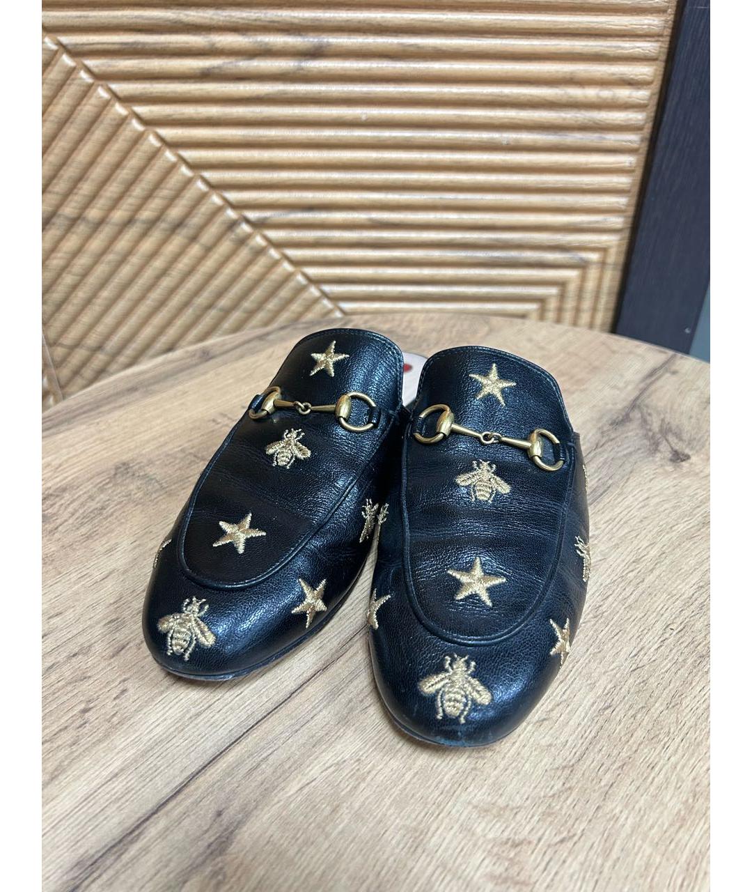 GUCCI Черные кожаные мюли, фото 3