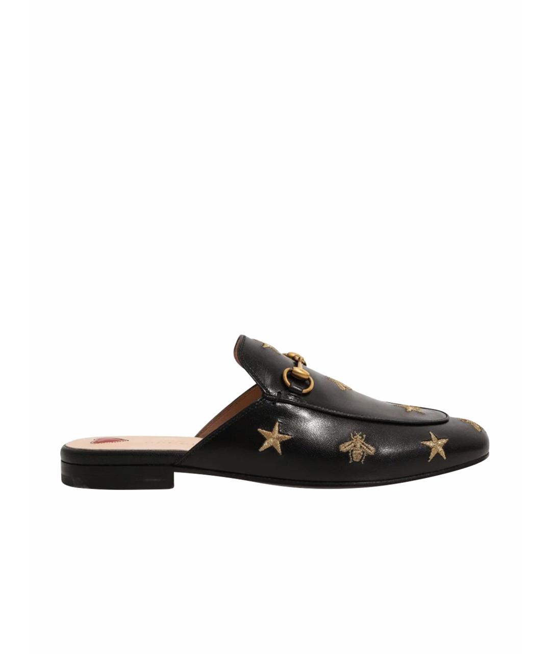 GUCCI Черные кожаные мюли, фото 1