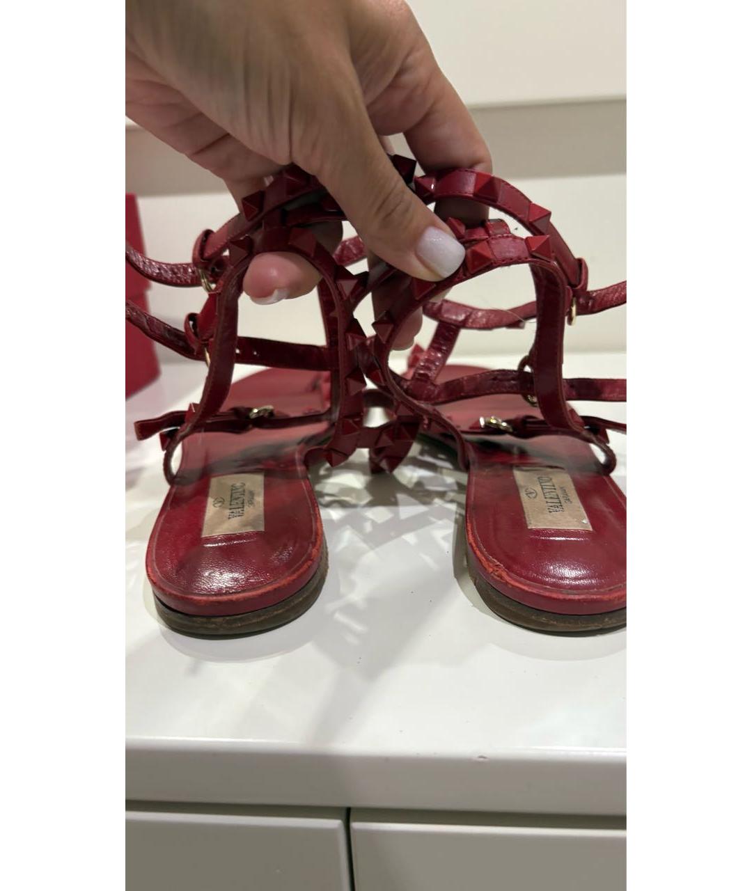VALENTINO Бордовые кожаные сандалии, фото 4