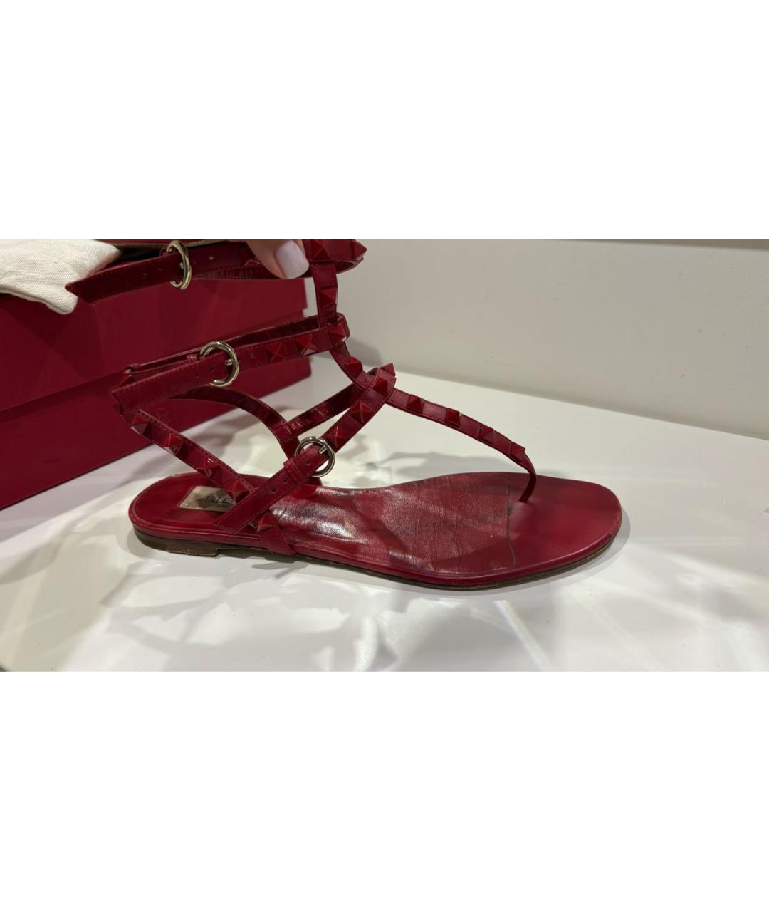 VALENTINO Бордовые кожаные сандалии, фото 8
