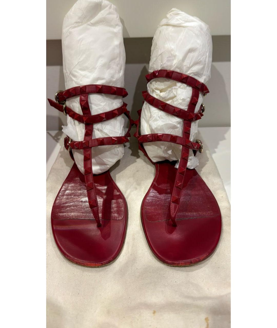 VALENTINO Бордовые кожаные сандалии, фото 2