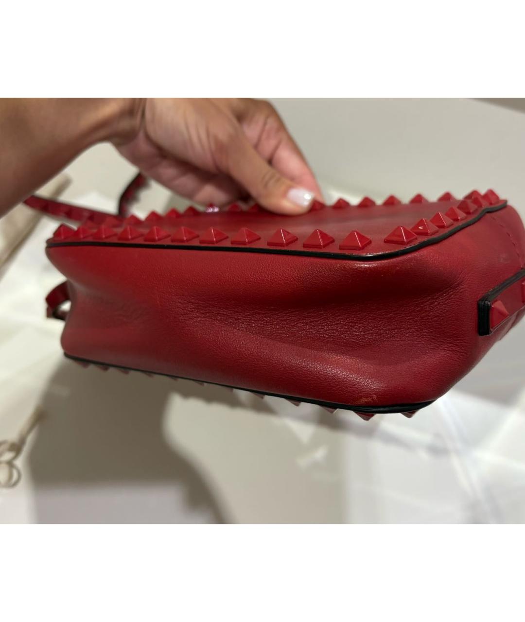 VALENTINO Бордовая кожаная сумка через плечо, фото 5